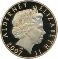 () Монета Остров Олдерни 2007 год 5 фунтов ""   PROOF